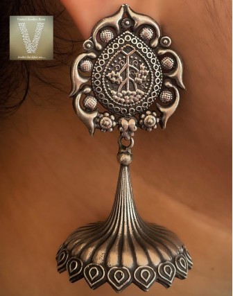German silver jhumkas-VGSE-01