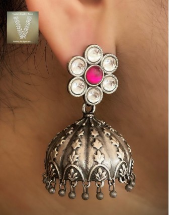 German silver jhumkas-VGSE-03