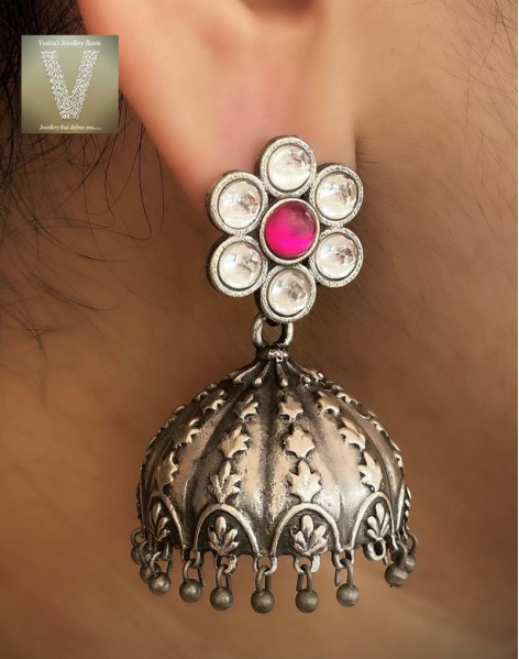 German silver jhumkas-VGSE-03