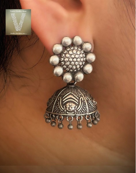German silver jhumkas-VGSE-05