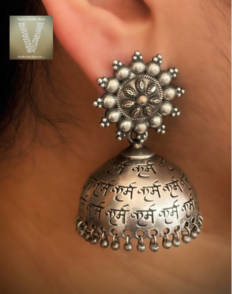 German silver jhumkas-VGSE-07