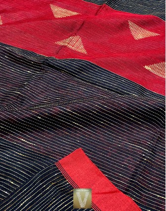 Black jute silk saree-VJSS-1483