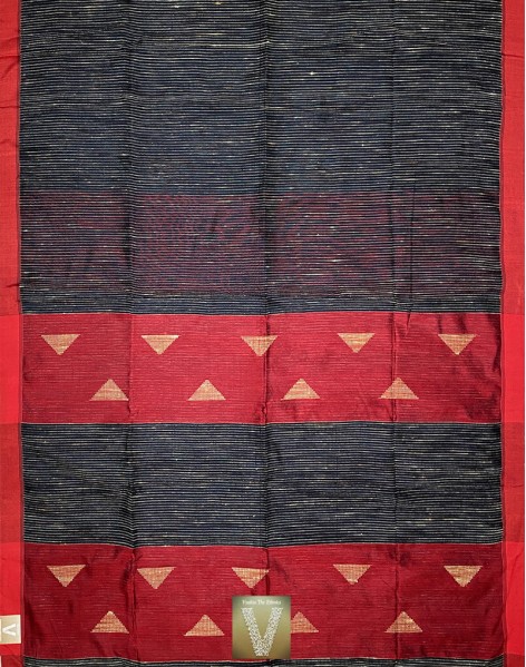 Black jute silk saree-VJSS-1483