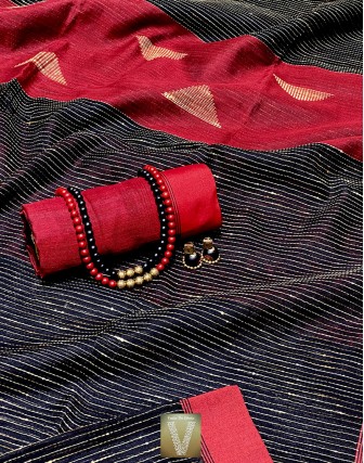 Black jute silk saree-VJSS-1483