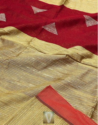 Dull gold jute silk saree-VJSS-1486