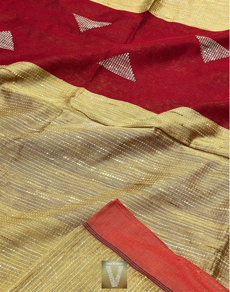 Dull gold jute silk saree-VJSS-1486