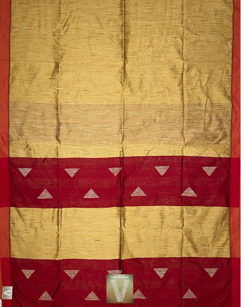 Dull gold jute silk saree-VJSS-1486