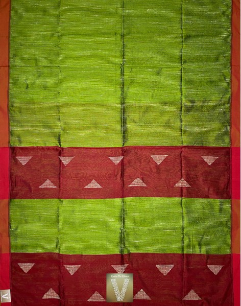Green jute silk saree-VJSS-1488