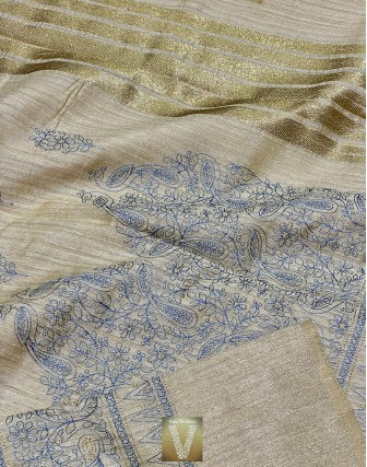 Light beige jute silk saree -VJSS-1503