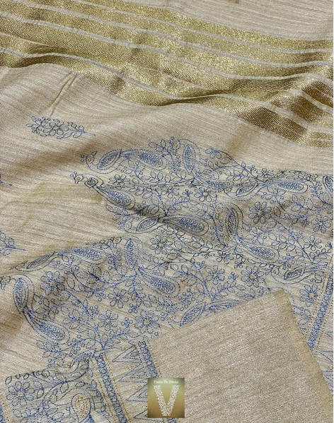 Light beige jute silk saree -VJSS-1503