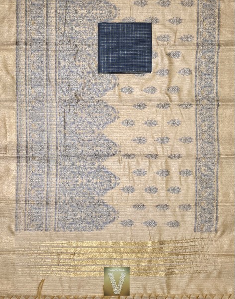 Light beige jute silk saree -VJSS-1503