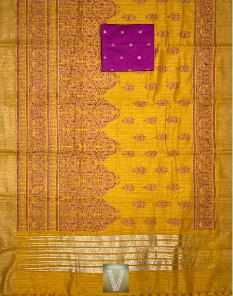 Mustard jute silk saree -VJSS-1505