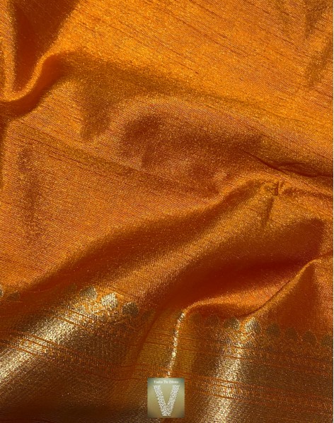 Orange jute silk saree -VJSS-1597