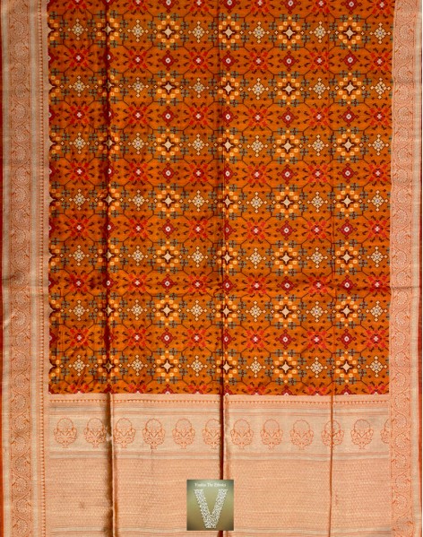 Orange jute silk saree -VJSS-1597