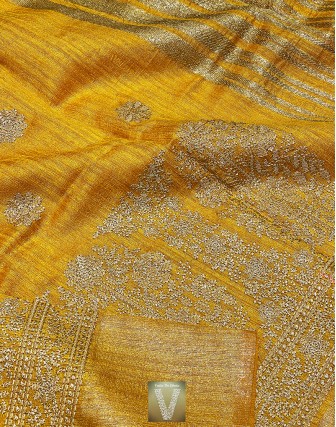 Mustard jute silk saree -VJSS-1641