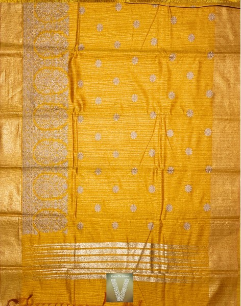 Mustard jute silk saree -VJSS-1641