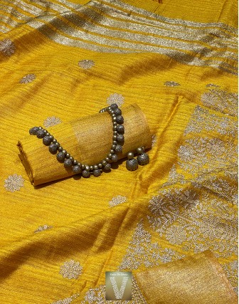 Mustard jute silk saree -VJSS-1641