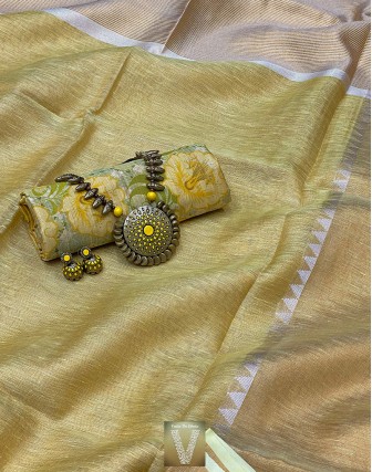 Linen tissue saree-VLNT-1166