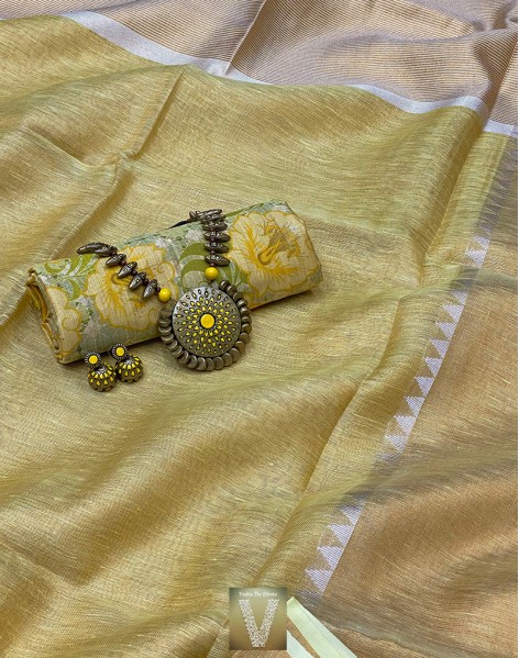 Linen tissue saree-VLNT-1166