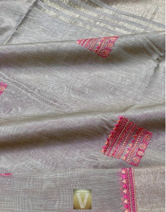 Linen silk saree-VLNS-1554