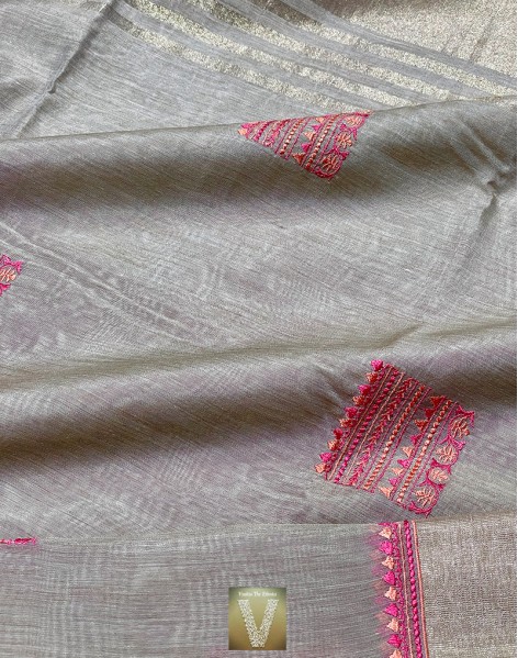 Linen silk saree-VLNS-1554