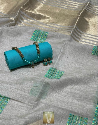 Linen silk saree-VLNS-1556