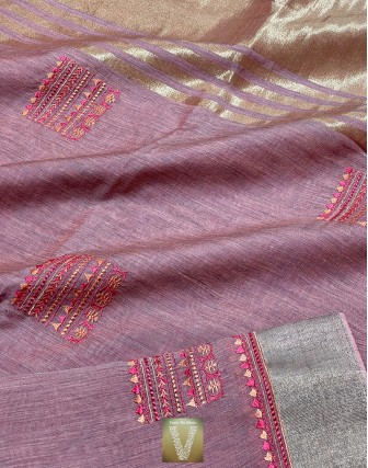 Linen silk saree-VLNS-1557