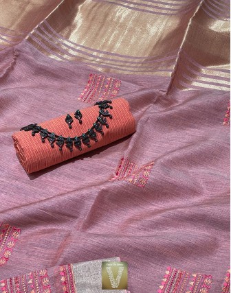 Linen silk saree-VLNS-1557