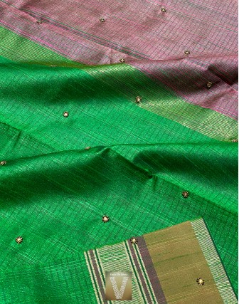 Semi Raw silk sarees-VSRW-1308