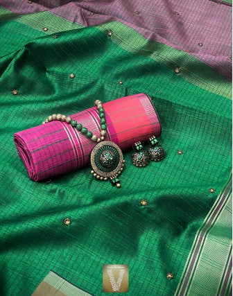 Semi Raw silk sarees-VSRW-1308